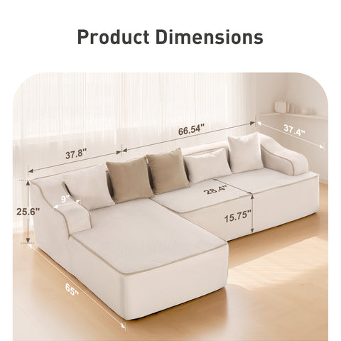 3 Seat Convertible L-Shaped Sectional Sofa Couch for Living Room