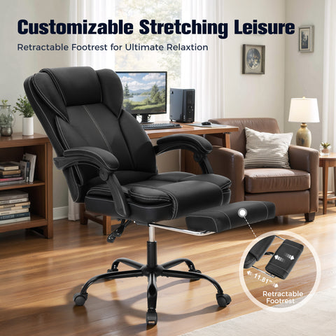 Ergonomic PU Leather Office Chair with Soft Upholstered Armrest