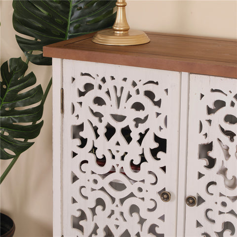 Accent Storage Cabinet with Decorative Carved