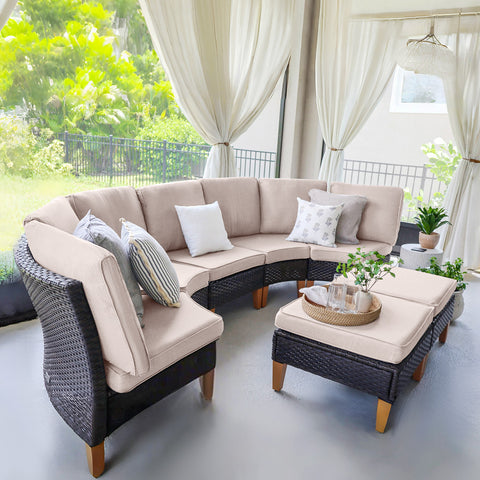 7-Piece Luxury Rattan Outdoor Sofa Sectional