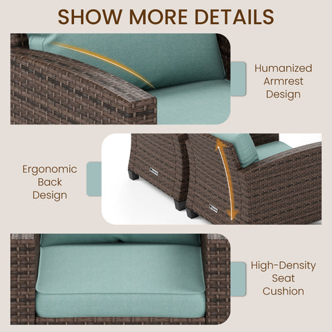 Upgraded Rattan Outdoor Sofa with 56" Rattan Fire Pit Table
