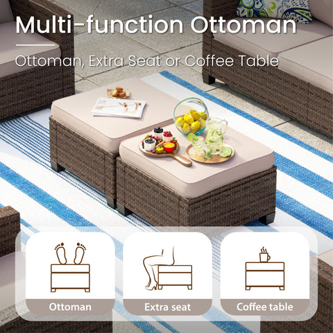 Upgraded Rattan Outdoor Sofa with 56" Rattan Fire Pit Table