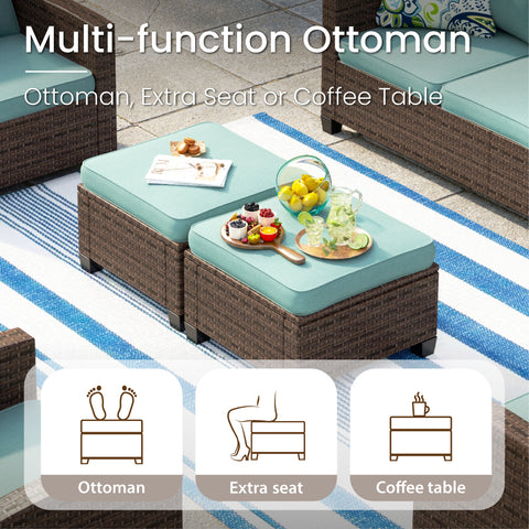 Upgraded Rattan Outdoor Sofa with 56" Rattan Fire Pit Table
