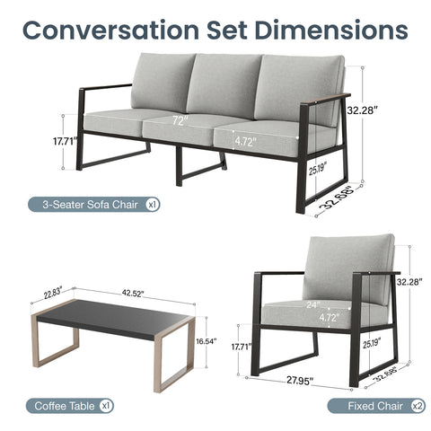 5-Seater Modern Textilene and Metal Outdoor Conversation Sofa Set