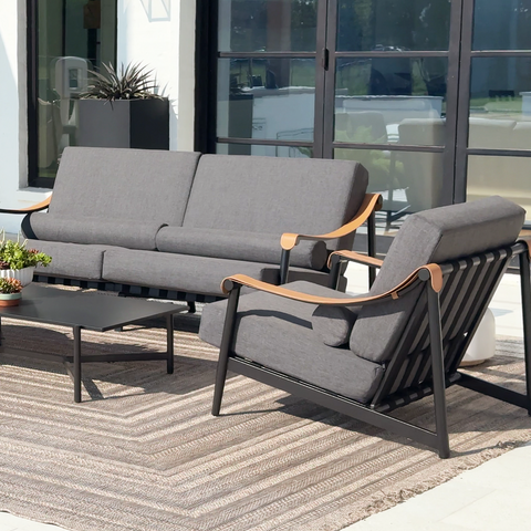 5-Seater Outdoor Conversation Sofa Set with Extra Thick Cushion and 2 Coffee Table