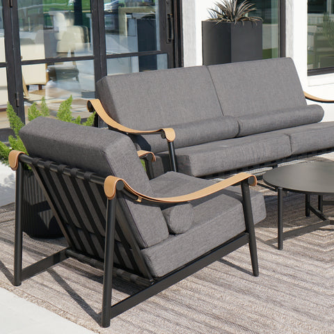 5-Seater Outdoor Conversation Sofa Set with Extra Thick Cushion and 2 Coffee Table