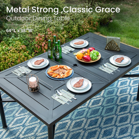 Luxurious Thick-Cushion Rattan-steel Swivel Chairs 7-Pcs Patio Dining Set