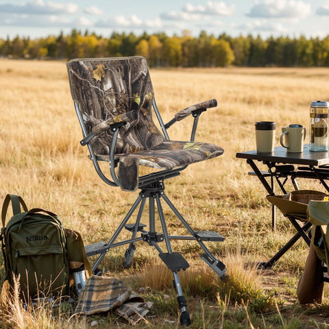 Alpha Camp No Assembly 360° Silent Swivel Hunting Chair with Shooting Pedals