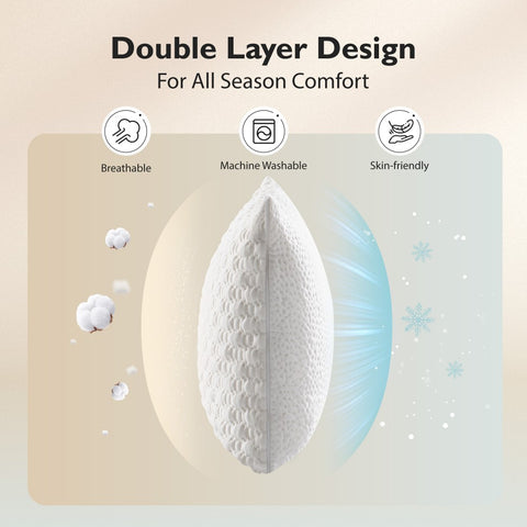 Adjustable Shredded Memory Foam Pillow for Neck and Shoulder Support, Set of 2