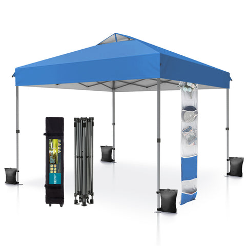 10'x10' Pop-up Tent with Storage Bag and Roller Bag for Camping Party and Barbecue