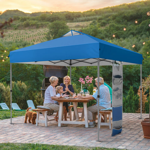 10'x10' Pop-up Tent with Storage Bag and Roller Bag for Camping Party and Barbecue