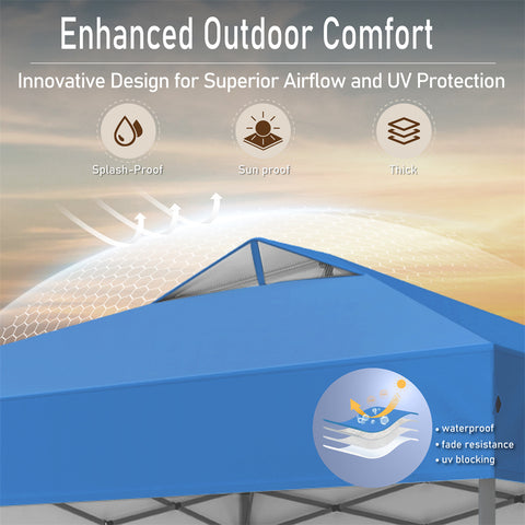 10'x10' Pop-up Tent with Storage Bag and Roller Bag for Camping Party and Barbecue