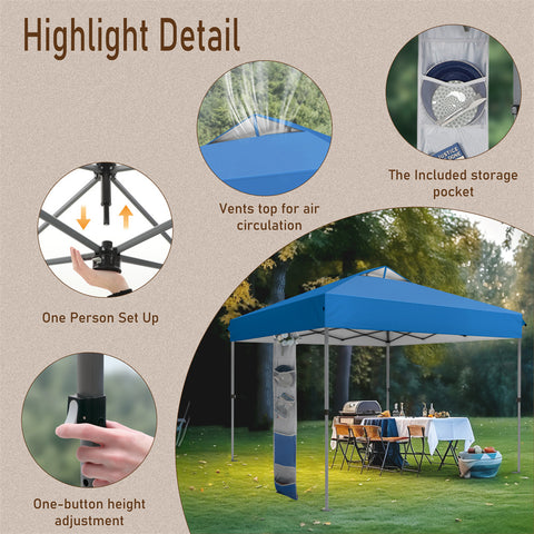 10'x10' Pop-up Tent with Storage Bag and Roller Bag for Camping Party and Barbecue