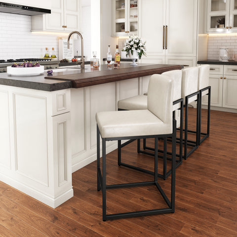 24 Inch Counter Height PU Leather Bar Stool with Backrest
