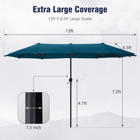 13ft Large Double-Sided Outdoor Patio Umbrella
