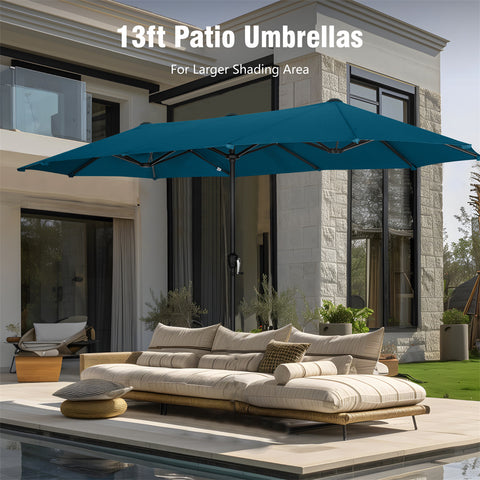 13ft Large Double-Sided Outdoor Patio Umbrella