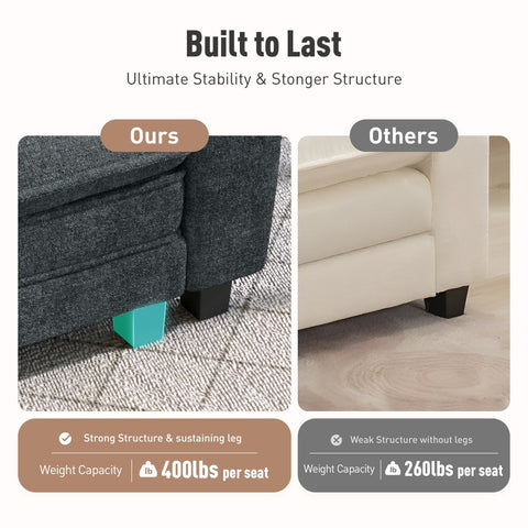 Modular Chenille Cloud Sofa with Ottoman for Living Room & Apartment