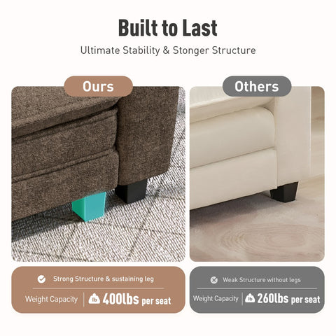 Modular Chenille Cloud Sofa with Ottoman for Living Room & Apartment
