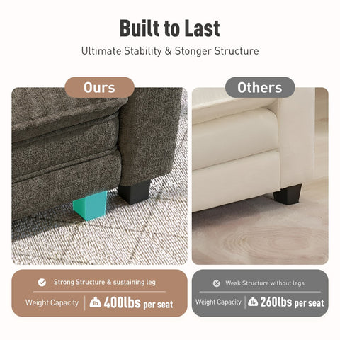 Modular Chenille Cloud Sofa with Ottoman for Living Room & Apartment