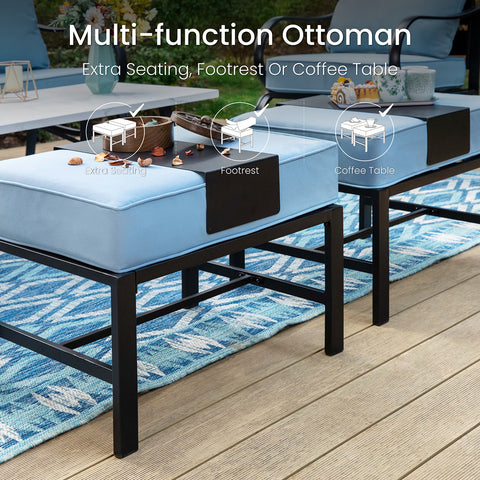 5-Seat Thick Cushion Conversation Sets with Swivel Chairs & Ottoman