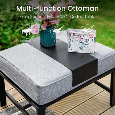5-Seat Thick Cushion Conversation Sets with Swivel Chairs & Ottoman