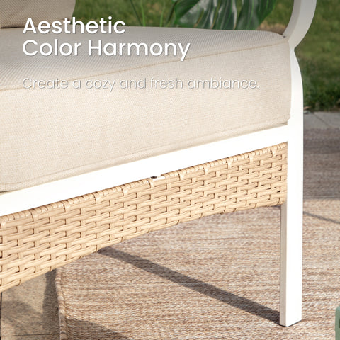 5-Seater Porcelain White Enlarged Sofa Set for Backyard