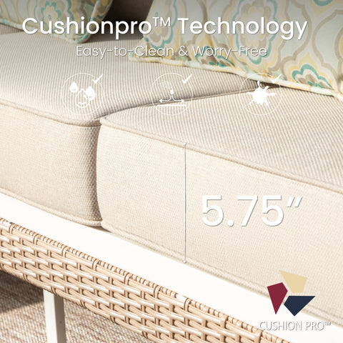 5-Seater Porcelain White Enlarged Sofa Set for Backyard