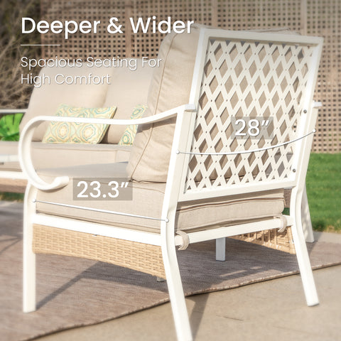 5-Seater Porcelain White Enlarged Sofa Set for Backyard