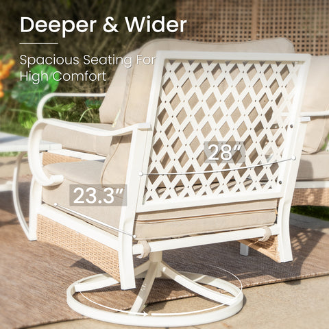 5-Seater Porcelain White Enlarged Sofa Set for Backyard