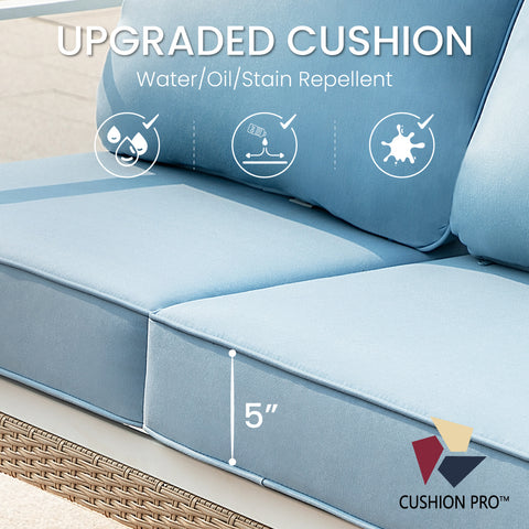 5-Seater Porcelain White Enlarged Sofa Set for Backyard