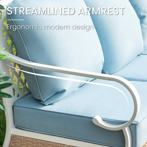 5-Seater Porcelain White Enlarged Sofa Set for Backyard