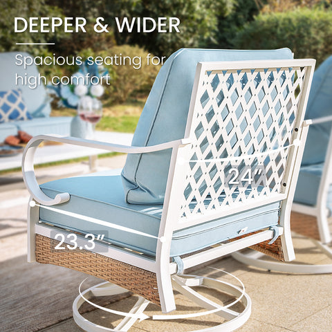 5-Seater Porcelain White Enlarged Sofa Set for Backyard