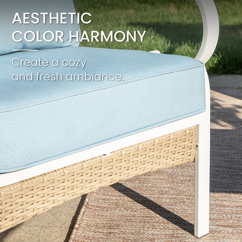 5-Seater Porcelain White Enlarged Sofa Set for Backyard