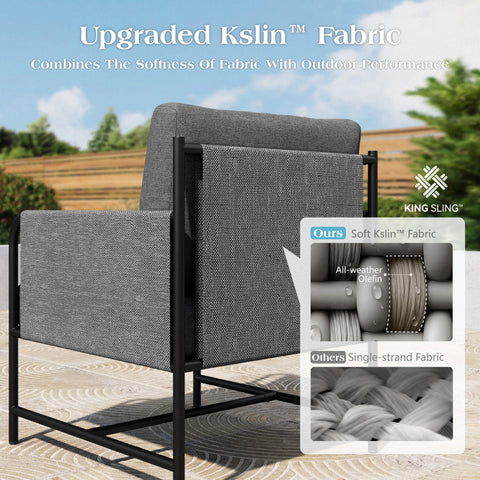 5-Seater Modern Textilene and Metal Outdoor Sofa Set with Coffee Table
