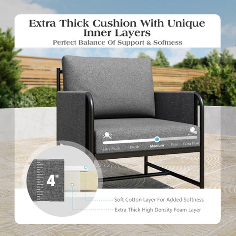 5-Seater Modern Textilene and Metal Outdoor Sofa Set with Coffee Table