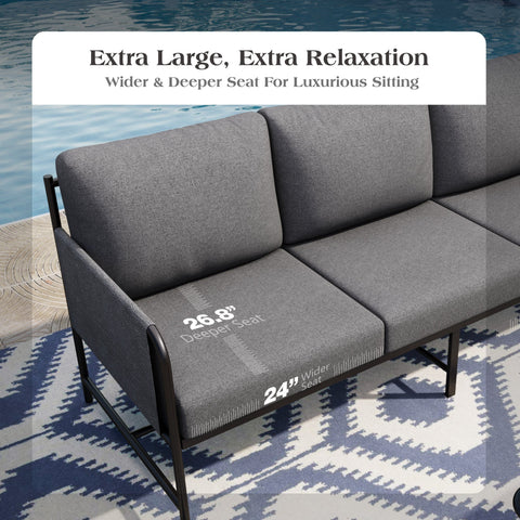 5-Seater Modern Textilene and Metal Outdoor Sofa Set with Coffee Table