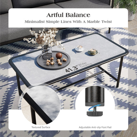 5-Seater Modern Textilene and Metal Outdoor Sofa Set with Coffee Table
