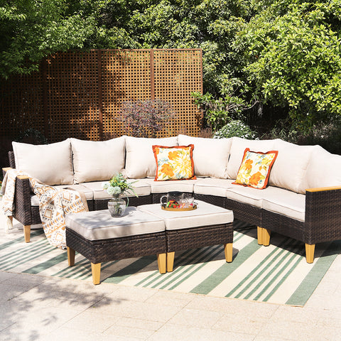 8-Piece Rattan Half-Moon Curved Luxury Outdoor Sofa Sectional