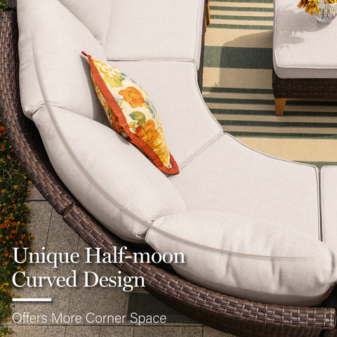 9-Piece Rattan Half-Moon Curved Luxury Outdoor Sofa