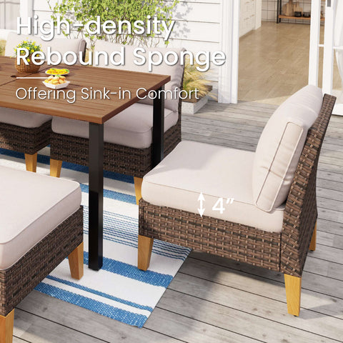 7-Seat Luxurious Half-moon Rattan Sofa with 56" Rattan Fire Pit Table