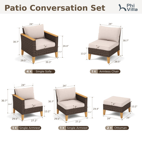 9-Piece Rattan Half-Moon Curved Luxury Outdoor Sofa
