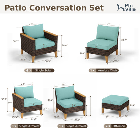 9-Piece Rattan Half-Moon Curved Luxury Outdoor Sofa