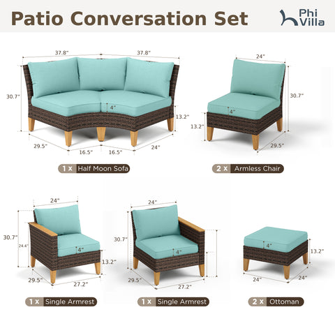 8-Piece Rattan Half-Moon Curved Luxury Outdoor Sofa Sectional