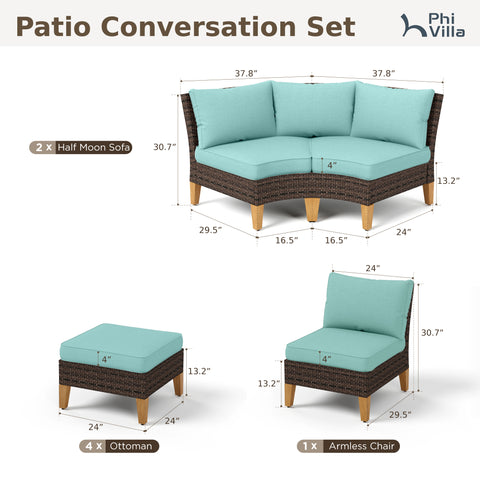 9-Piece Rattan Half-Moon Curved Luxury Outdoor Sofa
