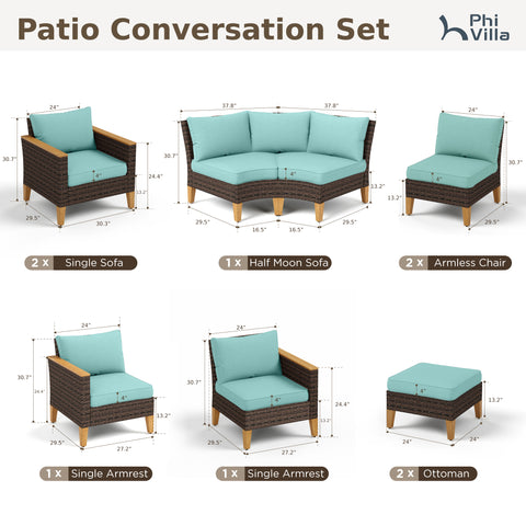 10/11 Pieces Rattan Half-Moon Curved Luxury Outdoor Sofa Sectional