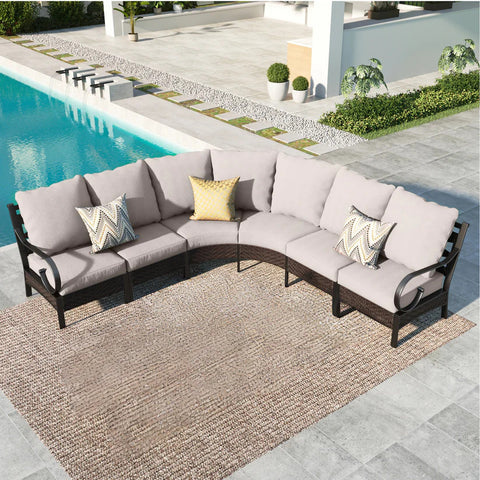 Half-Moon Outdoor Patio Conversation Sofa Sets with E-Coating Technology
