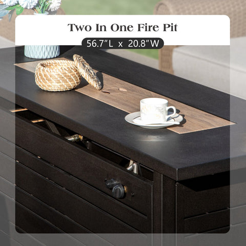 Luxury Wicker Patio Conversation Sofa Set with Fire Pit Table