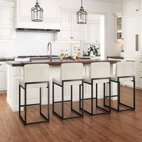24 Inch Counter Height PU Leather Bar Stool with Backrest