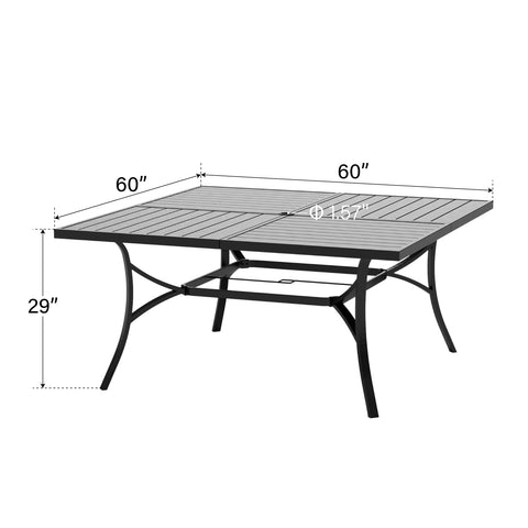 60" Enlarged Basket-wave Sqaure Patio Table