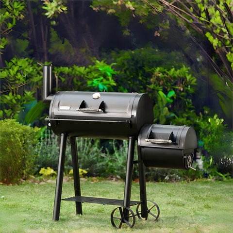 Captiva Designs 2-In-1 Charcoal Smoker Grill with Offset Smoke Box Middle Size